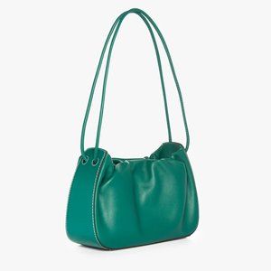 NWT Staud Kiki Ruched Leather Bag Coastal Teal Green